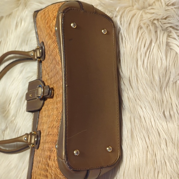 Etienne Aigner 100% Rattan with Bronze Trim Tote Bag 15” x 9” - Picture 5 of 12